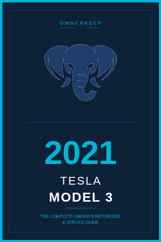 2021 Tesla Model 3 owner guidebook — ocean blue theme